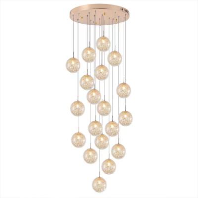 China Modern Nordic Creative Long Chandelier Personality Glass Ball Light Luxury Chandelier for sale