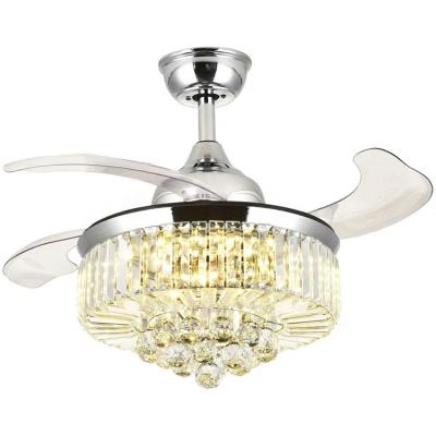 China Modern Modern Crystal Ceiling Fan Light Led Fan Lamp for sale