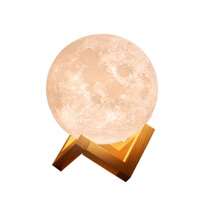 China Creative Custom USB Reading Printing Balloon Lighting Shaped Wooden Base 3d Moon Night Remote Control Led Lamp For Kids for sale