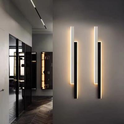 China Modern Modern LED Wall Lamps for Living Room Bedroom Bedside Stairs Floor Mounted Sofa Background Lights Home Long Hallway Sconce for sale