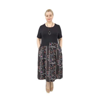 China Vintage Plus Print Patchwork Quality Plus Size Swing Women's Dress for sale