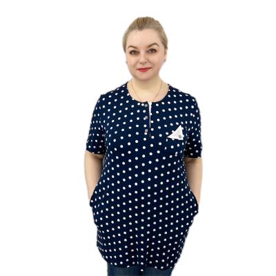 China Custom Made Full Dot Plus Size Womens Shirts Anti-pilling Ladies Blouses for sale