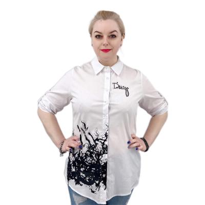 China Floral Anti-pilling Embroidery Women Blouse Summer Plus Size T-shirt Office Work Shirts for sale