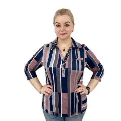 China Anti-Pilling Ladies Long Sleeve Blouse Tops Plus Size Women's Shirts for sale