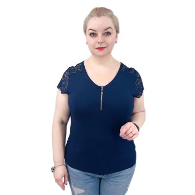 China Sustainable Plus Size Women Clothing Lace Up Short Sleeve Shirt Blouses for sale