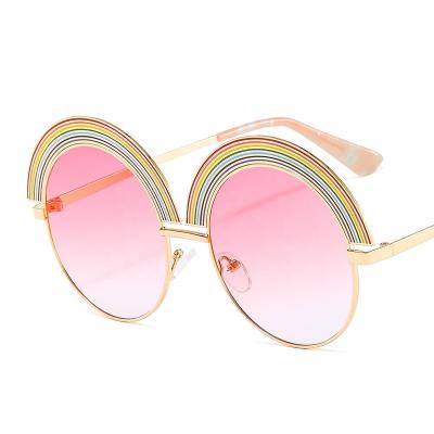 China Colorful Rainbow Round Sunglasses 2022 Summer Oversized Round Sun Glasses Sun Glasses For Women for sale