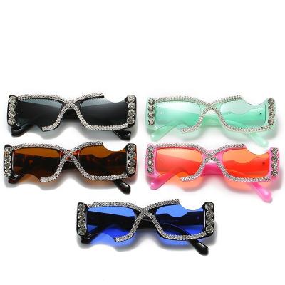 China Square Women Sunglasses Rhinestone Adjust Sun Glasses 2022 Trendy Sun Glasses With Small Frame Space Glasses for sale