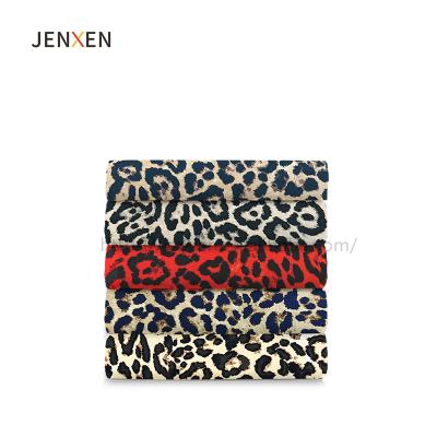 China Latest Modern 80GSM 80GSM Leopard Print Floral Design Two Way Stretch 100% Modern Stretch Fabrics For Dresses for sale