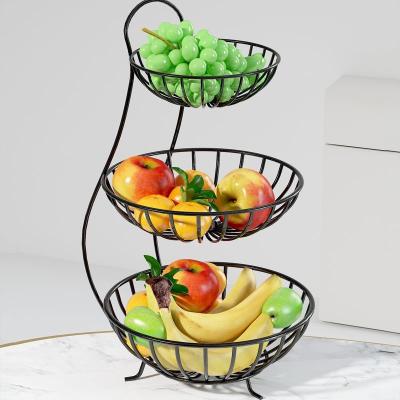 China Sustainable 2-Tier Home Metal Storage Basket 2/3 tier Wire Fruit Basket 2 tier Metal Basket for Kitchen Counter Vegetables for sale