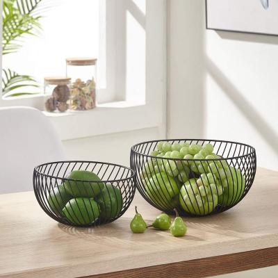 China Sustainable Metal Wire Fruit Basket Holder Decorative Stand Households Items Storage Kitchen Storage Basket Metal Fruit Basket for sale