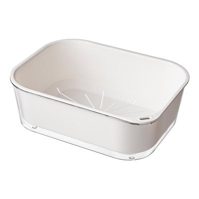 China Freshness Preservation SY-7043 Kitchen Double Layer Fruit And Vegetable Rectangular Drain Basket for sale