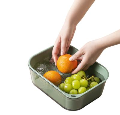 China Multifunctional Freshness Keeping PET Kitchen Drain Basket Steamer Vegetable Fruit Baskets Wash Bowl Colander Kitchen Basket Sieve for sale