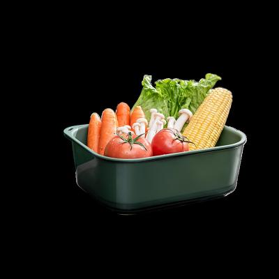 China Multifunctional Freshness Keeping PET Kitchen Drain Basket Steamer Vegetable Fruit Baskets Wash Bowl Colander Kitchen Basket Sieve for sale