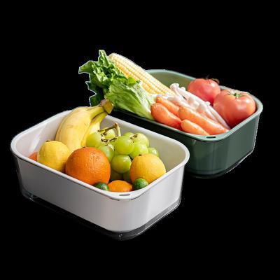 China Multifunctional Freshness Keeping PET Kitchen Drain Basket Steamer Vegetable Fruit Baskets Wash Bowl Colander Kitchen Basket Sieve for sale