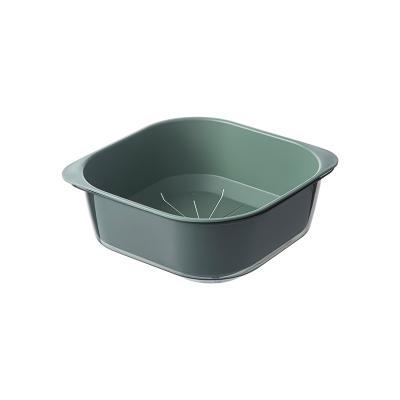 China Sustainable Plastic Drain Basket 2 Layer Kitchen Drain Basket Large Fruit Vegetable Strainer for sale