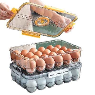 China Crate Crisper Container Plastic Egg Holder Tray Storage Container Plastic Egg Freshness Preservation Egg Kitchen Storage Boxes Organizer for sale