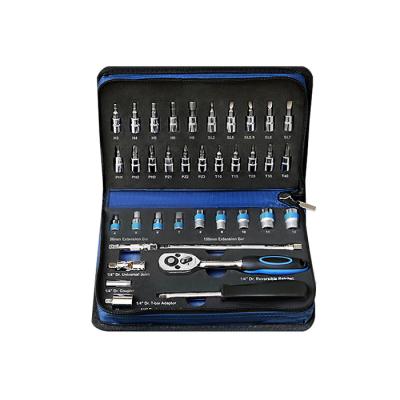 China Disassemble Tools  RIO TOOL high quality 24 pcs 1/4 inch bits socket set with zipper bag for household Canvas Bag for sale