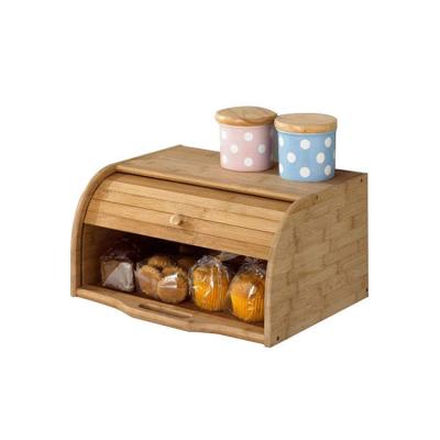 China Natural Wooden Bread Folding Bread Food Holder Cylinder Desktop Bamboo Bread Box Kitchen Storage Tray Holder for sale