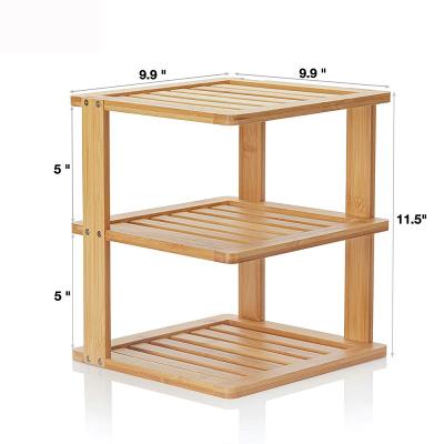 China Sustainable Bamboo Organizer Stand Spice Holder Countertop Storage Racks Kitchen Dish Rack for sale