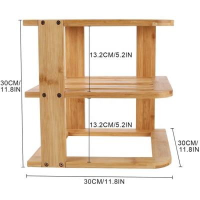 China Dish Rack Shelf Kitchen Storage Racks Bamboo Stackable Corner Cupboard Spice Rack Plates Rack for sale