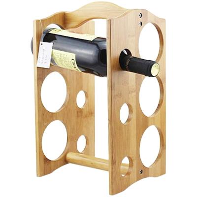 China Sustainable Bamboo Wine Racks Storage Racks Wine Rack With Handle Bottles Display Stand for sale