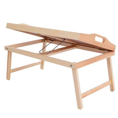 China Foldable Portable Bamboo Bed Computer Table Serving Laptop Desk Workstation Tray Tilting Tray Torage Organizer with Handle for sale