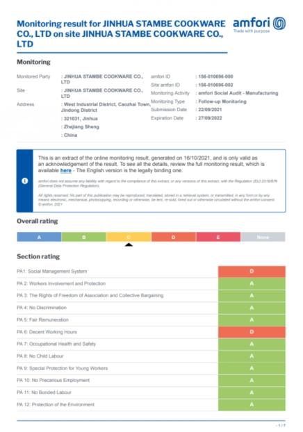 BSCI - Jinhua Stambe Cookware Co., Ltd.