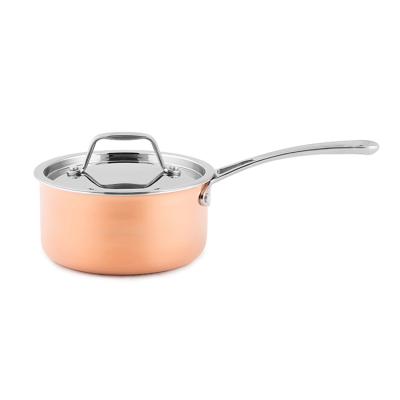 China Fashion Look Sustainable Plated Stainless Steel Saucepan With Lid Kitchenware Milk Pan Copper Saucepan for sale