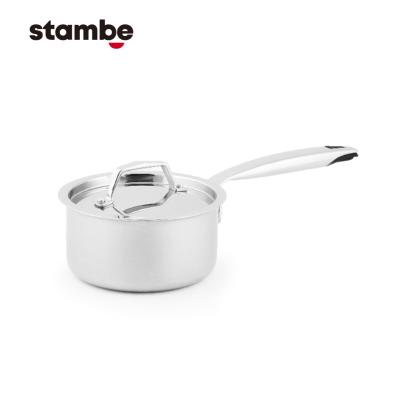 China Stambe Sustainable Hot Sale 18cm Saucepan 3ply Stainless Steel Casserole With Lid Mini Pot for sale