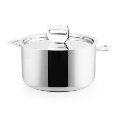 China Sustainable Cooking Pot 7QT Stainless Steel Triple Casserole 24cm With Tempered Glass Lid for sale