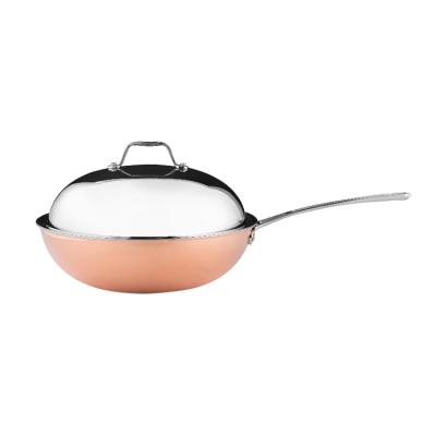 China Viable Chinese Professional Stainless Kitchen Wok Maker Non-stick Copper Wok for sale