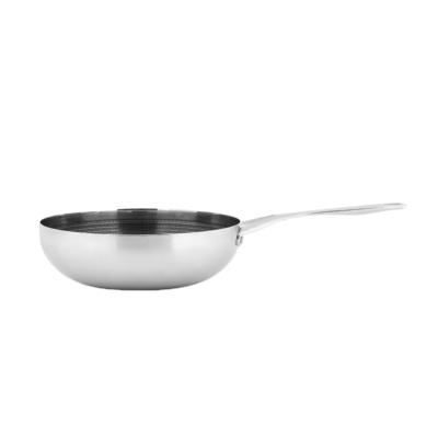 China Durable Classic 34cm Large Saucepan Induction Etched Stainless Steel 3ply Non-Stick Chinese Wok Pan 8