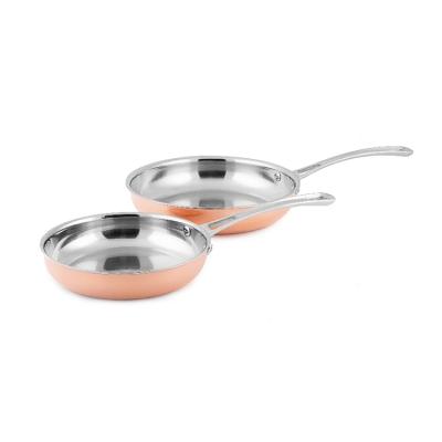 China New Product Sustainable Triple Stainless Copper Cookware Set Frying Pan Steel-Copper Cooking Pans for sale