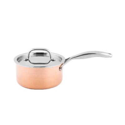 China Best selling viable 16 cm 3 ply copper coating milk pan stainless steel cookware sauce pot for sale