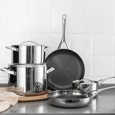 China Sustainable 6 Pcs Stainless Steel Cookware Triple Set Cookware Non-Stick Cookware Set for sale