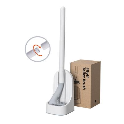 China Factory New Viable Design Baolong Silicone Golf WC Toilet Cleaning Brush And Stand Wall Mounted Set With Stand for sale