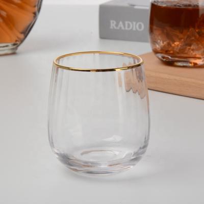 China Modern Eco-friendly Creative Personality Golden Rim Whiskey Crystal Clear Glass Shot Glass for sale