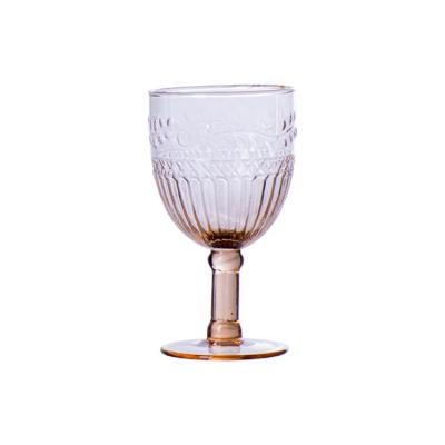 China Modern Wholesale Customized Vintage Embossed Engraved Champagne Wine Glass Cup Goblets Solid For Wedding for sale