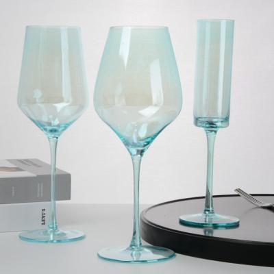 China Factory Direct Modern Champagne Flute Goblet Wine Glasses Drinking Blue For Wedding Party for sale