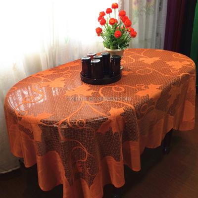 China Disposable Halloween Table Cloths Crocheted Jacquard Pumpkin Tablecloth Falls And Harvest Pumpkin Lace Table Cloth for sale