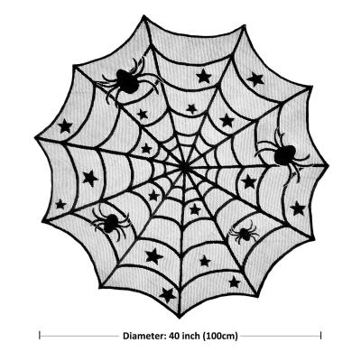 China Halloween Black Spider 1005 Polyester Halloween Decorations Tablecloth Black Cobweb Lace Tablecloths 40