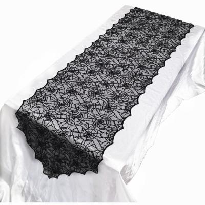 China Halloween Decorations Tables Black Cobweb Runners Party Table Cloth Black Table Runner Customized Accepted for sale