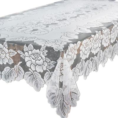 China Decoration Christmas Mantles Rectangular Knitted Sheet Lace Tablecloth 54 x 72 Inch White for sale