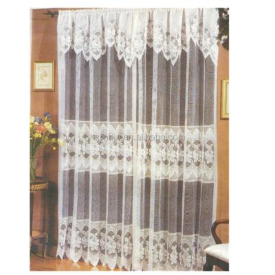 China Fire Retardant Floral Jacquard Lace Drapes Sheer Ready Made Window Curtain For Living Room Set 2 120