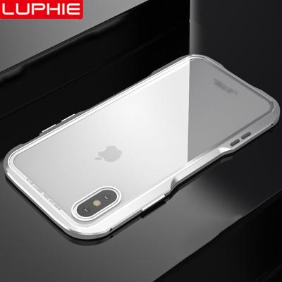 China LUPHIE Ultrathin Magnetic Case For iPhone X XS Max XR 8 7 Plus Metal Clear Glass Bumper Back Cover Case Magnet Case for sale