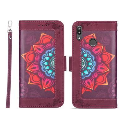 China Anti-fall Phone Case Cover For Huawei Y7 Y6 P 2019 Smarter Fashion Leather Case Flower Wallet Bag For Honor 8A 9 9S for sale