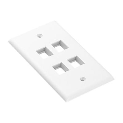 China ABS Networking Accessories 4 Left White Wall Plate With Standard Size Trapezoidal Insert for sale