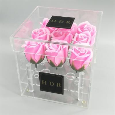 China Beautiful Customized Acrylic Gift Flower Box Accept Brand Custom Square Acrylic Gift Box for sale