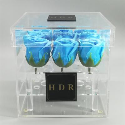 China Gift Accept Custom Preserved Flower Boxes , Wholesale Square Acrylic Box Display Gift Box for sale