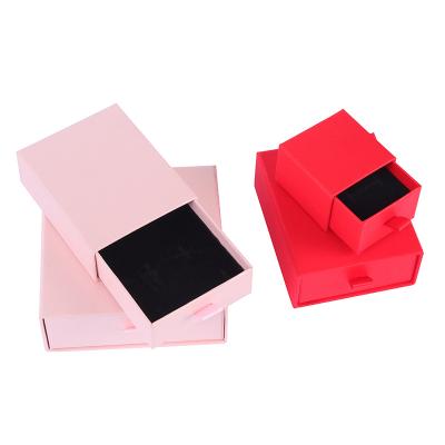 China Handmade Colorful Printing Paper Jewelry Box Drawer Structure Gift Box For Jewelry Ring for sale